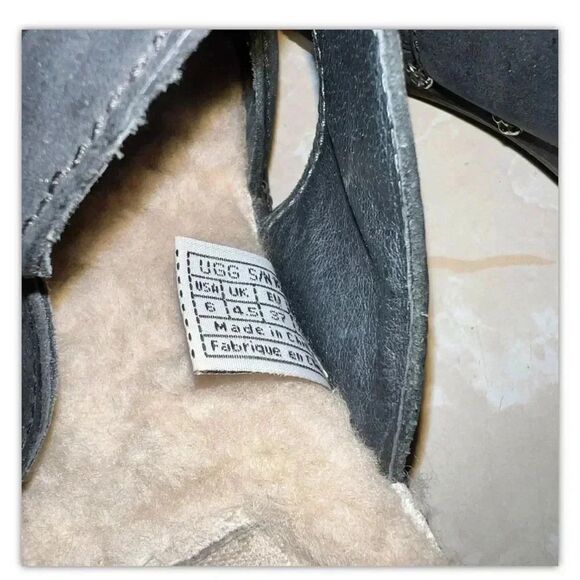 UGG Ore Wooden Leather Fisherman Black Clog Mule Sandals Size 6 - Picture 6 of 8